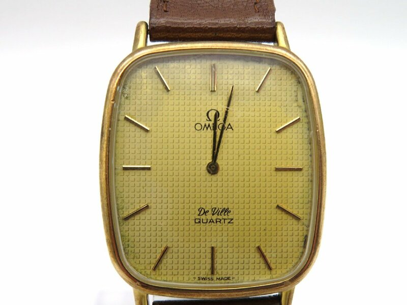 1円■ジャンク■ オメガ 1351 デヴィル ゴールド クオーツ レディース 腕時計 M13503