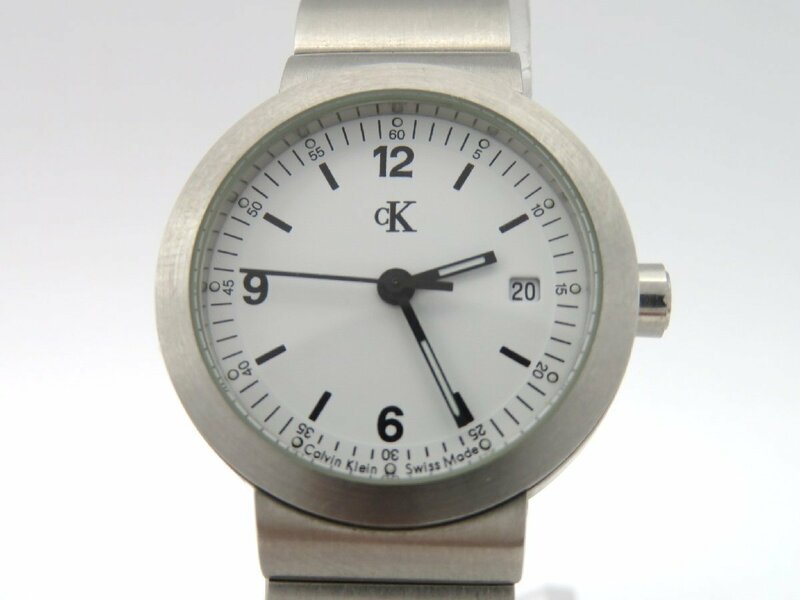 1円◆稼働◆ カルバンクライン K2131 ホワイト クオーツ レディース 腕時計 O217