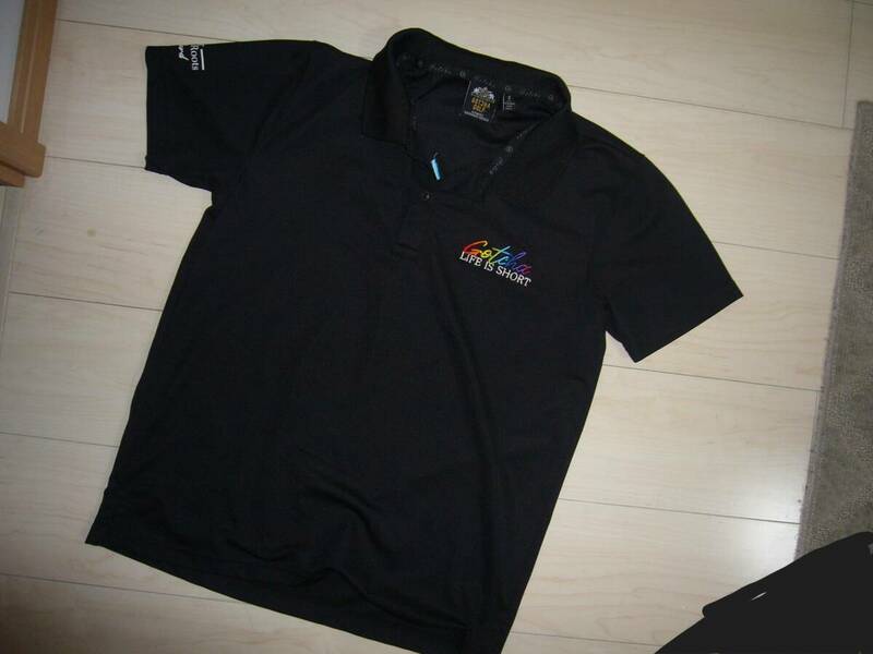 ガッチャGOTCHAゴルフ　Sサイズ　半袖ポロシャツ　ブラック　背中ビッグロゴ　中古良品
