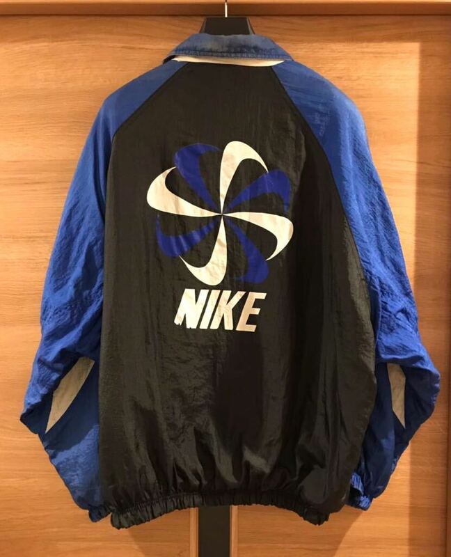 【希少】90s USA製 ナイキ オーバーサイズ ジャケットNike 青　シュプリーム 元ネタ アディダス プーマ ブルー　風車