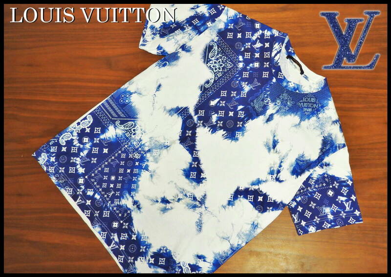 LOUIS VUITTON バンダナモノグラムTシャツ ルイヴィトン 国内正規品 青 白 メンズ S 半袖 即完売品 レア ジャケット ブルゾン ベルト