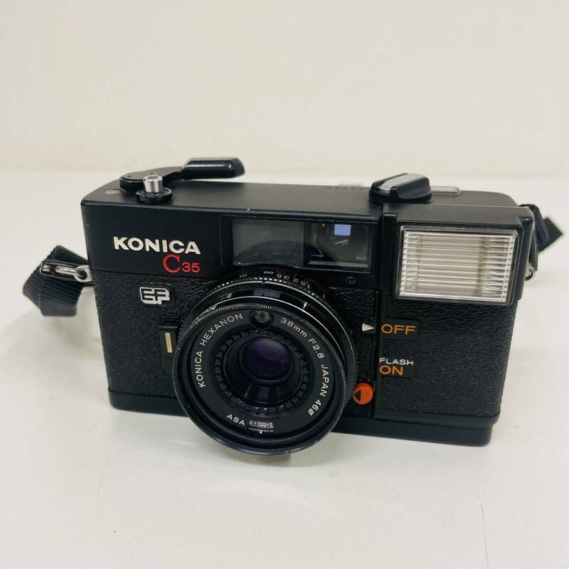 KONICA　C35　EF　簡易動作確認済　コンパクトカメラ　38㎜　F2.8　フィルムカメラ　ブラック　フラッシュOK【11390】