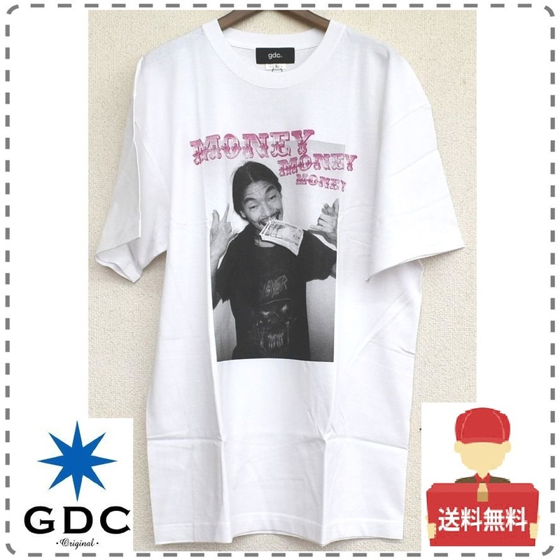 GDC ジーディーシー 綿100% 半袖Tシャツ 丸首 フォトグラファー 新田桂一 KeiichiNitta 白 ユニセックス メンズLサイズ 送料無料 A340