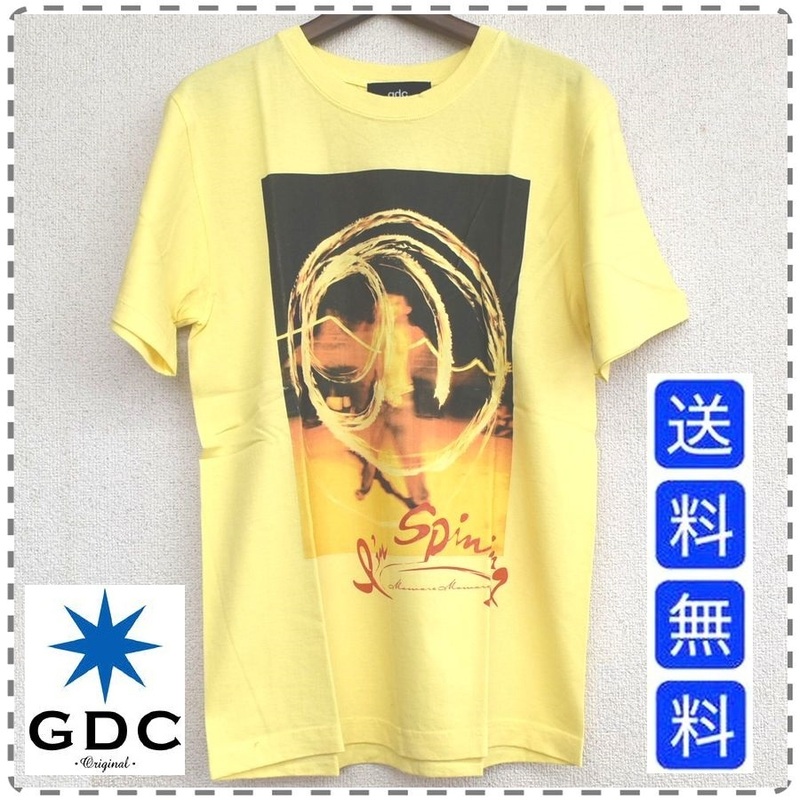 GDC ジーディーシー 綿100% 半袖Tシャツ 丸首 フォトグラファー 新田桂一 KeiichiNitta 黄 ユニセックス メンズSサイズ 送料無料 A360