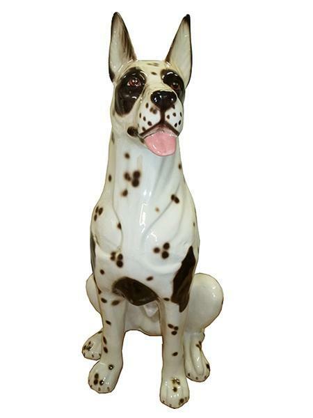 ラスト アウトレット 大型 グレードデン 陶器製 犬の置物 グレートデーン 約高さ85cm オブジェ オーナメント 陶器犬 別倉庫発送 送料別途