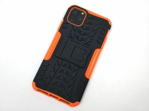 iPhone 11 Pro MAX用 スタンド カバー 耐衝撃ケース オレンジ 送料無料