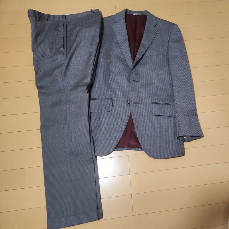 麻布テーラー azabu tailor スーツ 灰色ストライプ ジャケット スラックス メンズ セットアップ