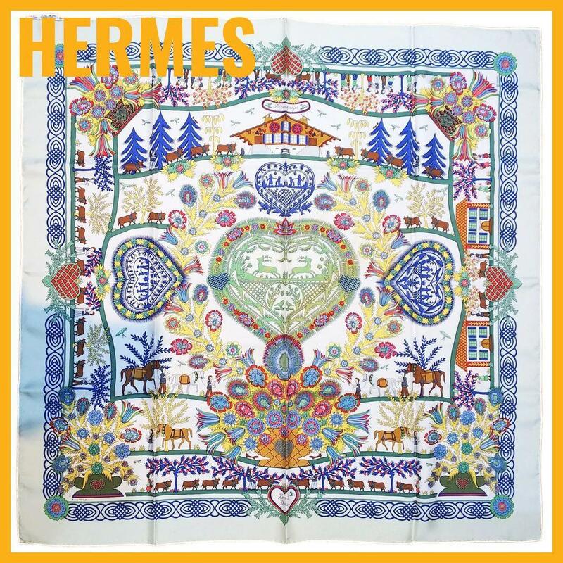 エルメス カレ90 スカーフ デコパージュ 切り絵 シルク100% HERMES decoupages 