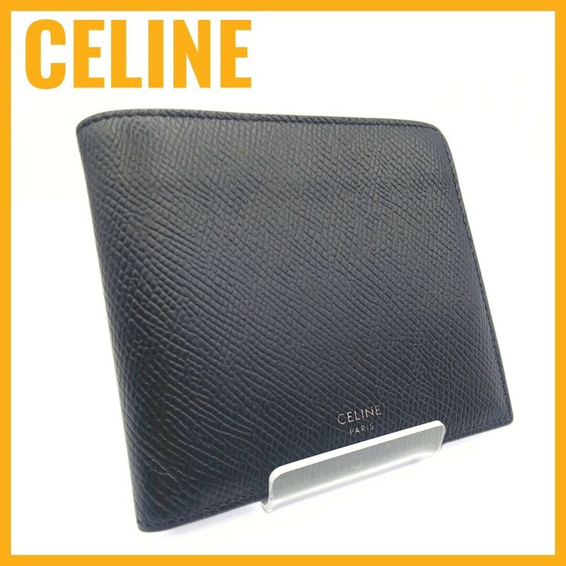 セリーヌ レザー バイフォールドウォレット 札入れ 二つ折り財布 CELINE ブラック F-IE-2262 レディース カーフレザー 美品