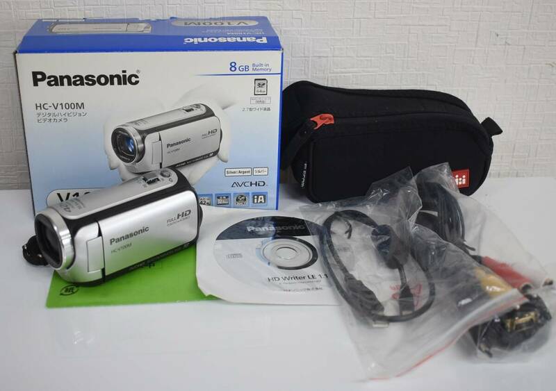F4-63　Panasonic パナソニック デジタルハイビジョン ビデオカメラ HC-V100M シルバー 保管品 