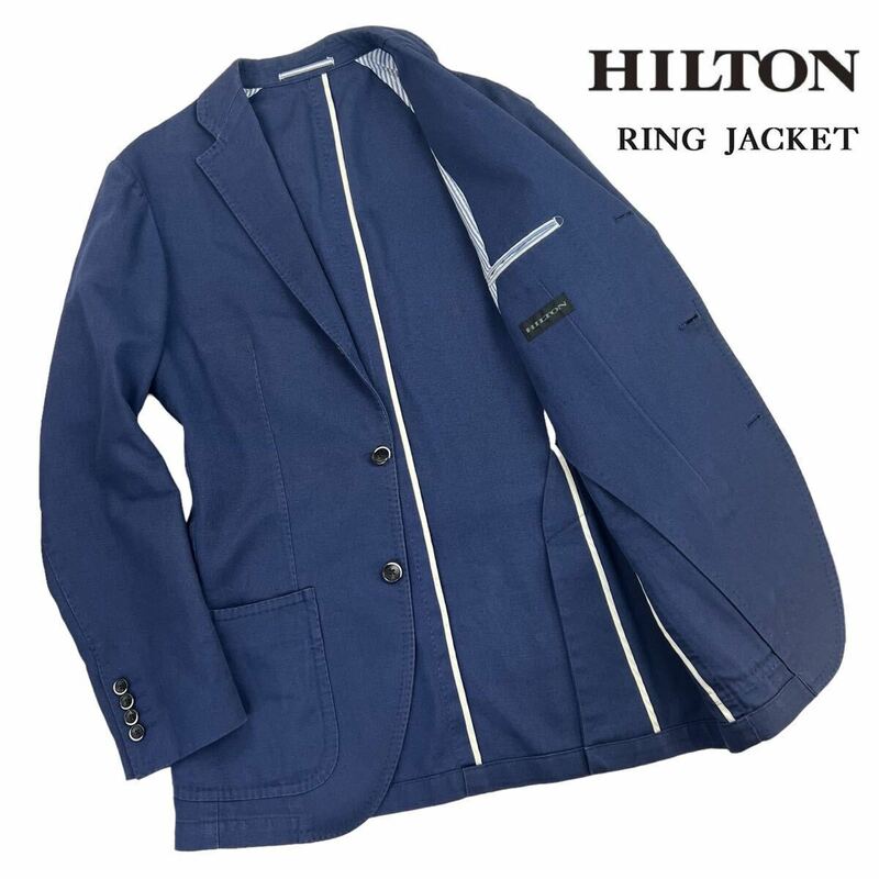 美品 Ring Jacket×HILTON リングヂャケット ヒルトン 別注 フェザージャケット サイズL ネイビー ややら色褪せ.襟元汚れ有 3段返釦 A2365