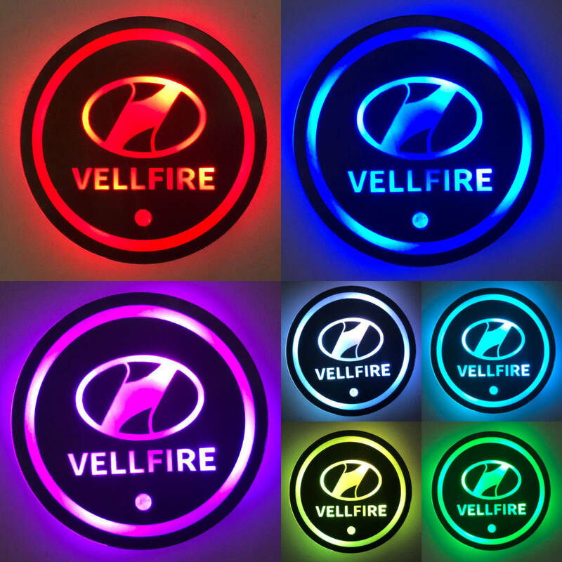 ヴェルファイア車簡単カスタム 光るLEDコースター 2個セット ドリンクホルダー 車内装アクセサリー VELLFIRE