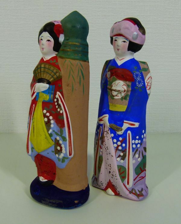 [IM] 土人形　花嫁　郷土人形　日本人形　伝統工芸　古美術　当時物　現状品　泥人形　まとめて　2体セット　レトロ