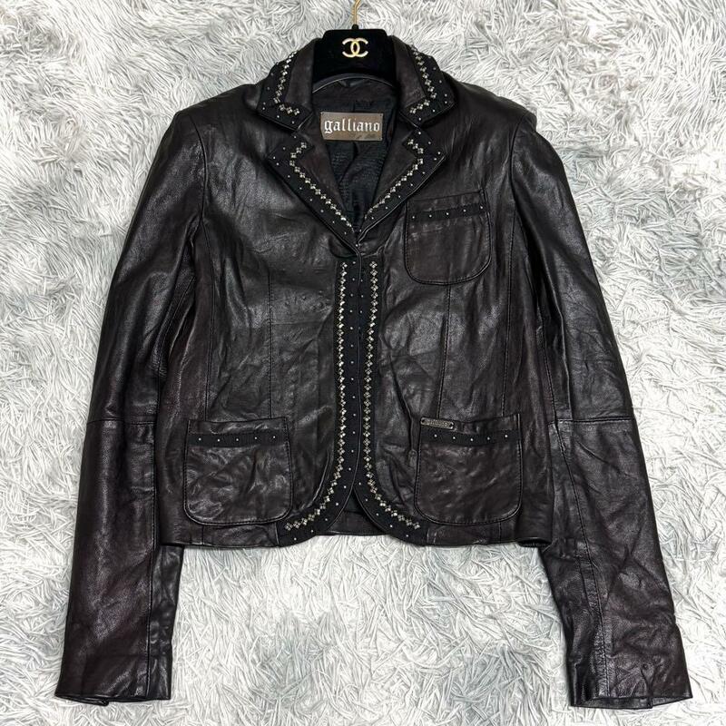 【Rare】Archive John Galliano studs leather jacket christian dior maison margiela ジョンガリアーノ レザージャケット 装飾