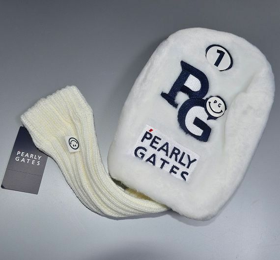 新品 フリーサイズ パーリーゲイツ ボア　1番 ドライバー用 ヘッドカバー PEARLY GATES　白 スマイル にこちゃん　起毛　ホワイト　