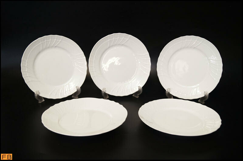 1393-リチャードジノリ◆ベッキオホワイト プレート 5枚 19.5cm ケーキ皿 デザート皿 食器 Richard Ginori