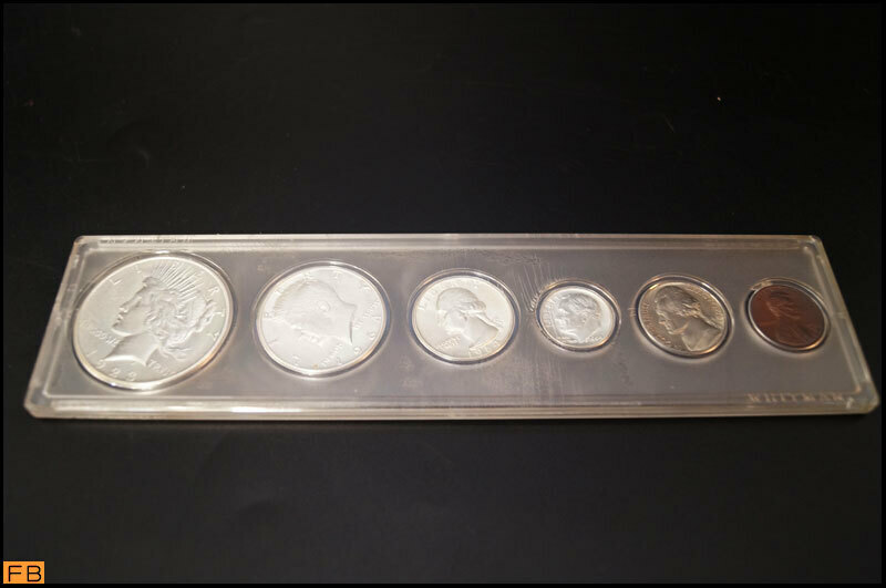 1446-銀貨◆まとめて6枚 ピースダラー 1ドル 銀 自由の女神 1923年 メダル ケネディー 1964年 合計（ケース込）98ｇ コイン アンティーク