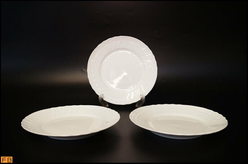 1395-リチャードジノリ◆ベッキオホワイト プレート 3枚 19.5cm ケーキ皿 デザート皿 食器 Richard Ginori
