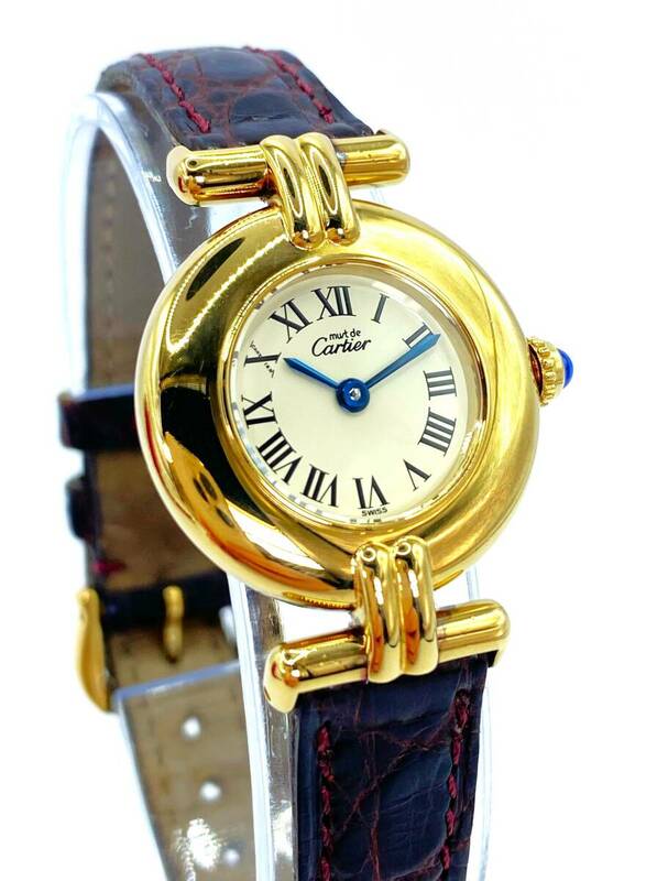 【稼働品】保証書有 Cartier カルティエ マストコリゼ ヴェルメイユ 腕時計 レディース 美品 【正規品保証】 【中古】io01615-sy