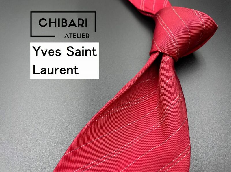 YvesSaintLaurent　サンローラン　レジメンタル柄　ネクタイ　3本以上送料無料　レッド　0402103