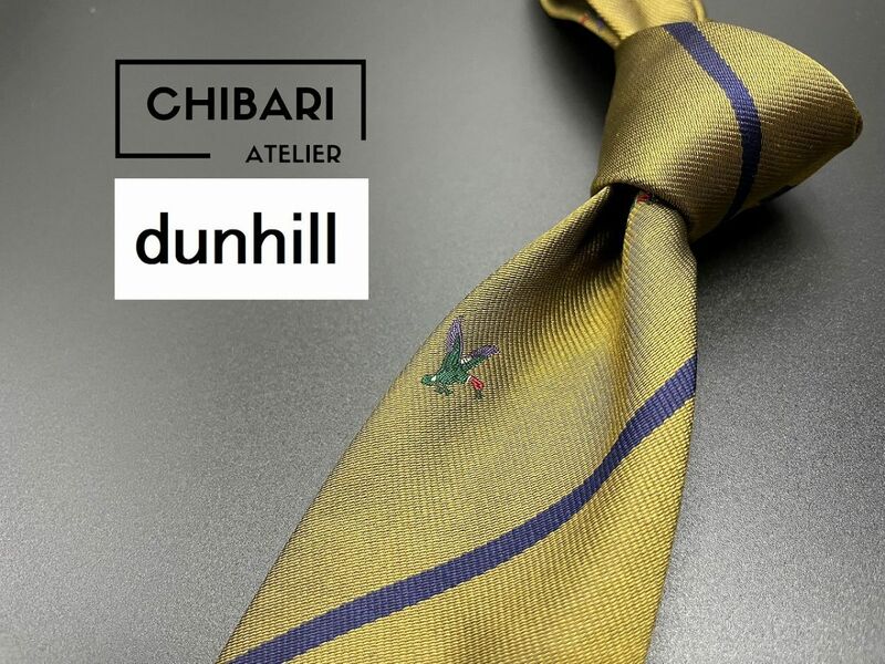 【美品】dunhill　ダンヒル　ロゴ＆レジメンタル柄　ネクタイ　3本以上送料無料　ブラウン　0403208