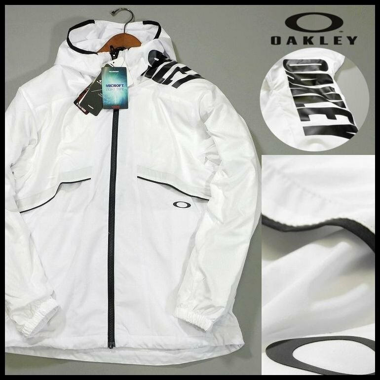 新品 即決 オークリー フーディージップジャケット XL 白 ロゴ 撥水 防風 保温 OAKLEYL メンズ 【3052】