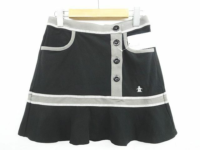 タグ付 未使用 MUNSING WEAR マンシングウェア ウェア スカート 黒×グレー サイズ9 ウエスト約68cm スカート丈約39.5cm 