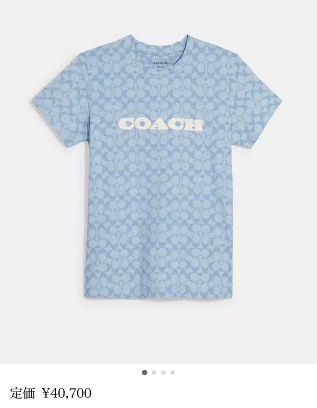 新品 COACH シグネチャーシャンブレーTシャツ S ブルーマルチ 綿100%