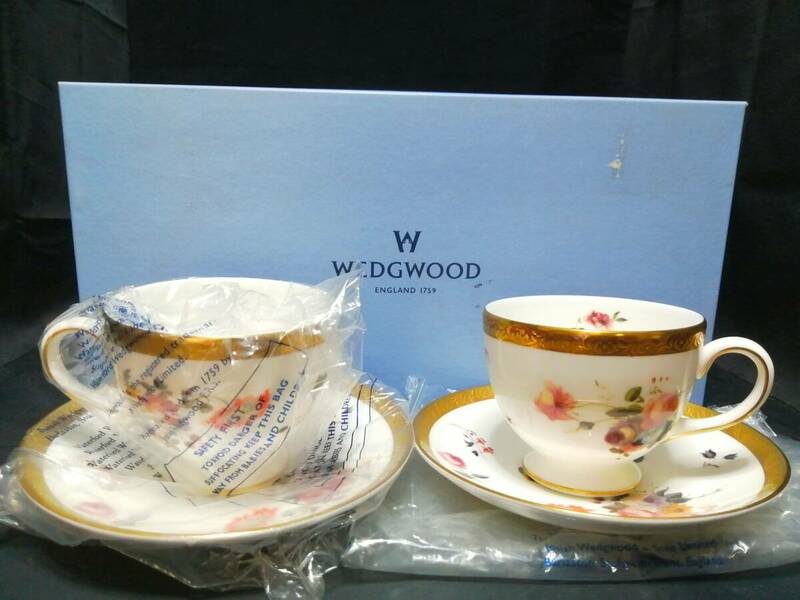 未使用相当品◇自宅保管 ウェッジウッド フローラルゴールド カップ＆ソーサー リー グレース WEDGWOOD