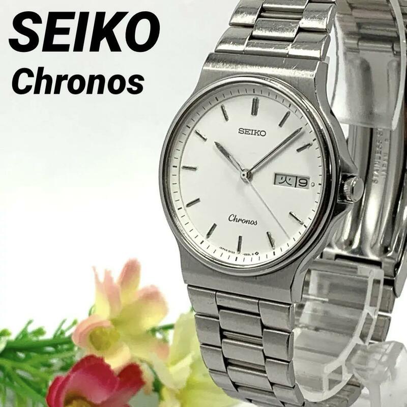 164 SEIKO Chronos セイコー クロノス メンズ 腕時計 デイデイト カレンダー 新品電池交換済 クオーツ式 ビンテージ レトロ アンティーク