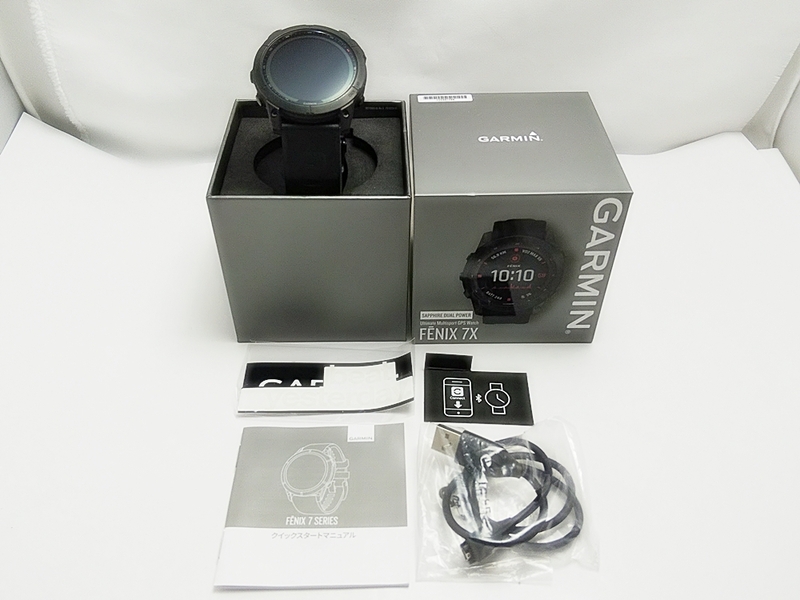 B24-679 GARMIN ガーミン フェニックス 7X スマートウォッチ FENIX 7X GPS WATCH ※通電確認/初期化済 箱/コード/取説付