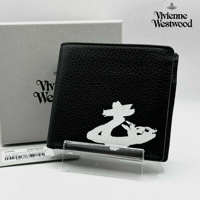 新品 Vivienne Westwood ヴィヴィアン ウエストウッド MELIH MAN WALLET WITH COIN POCK 二つ折り財布 レザー 黒 ブラック