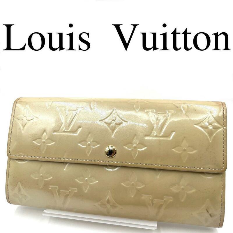 Louis Vuitton ルイヴィトン 長財布 ヴェルニ エナメル クリーム系