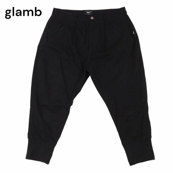 glamb グラム 【Dion cropped pants】春夏 裾リブ★ ストレッチ ディオン クロップド ジョガー パンツ Sz.2　メンズ 黒　I4B00779_4#P