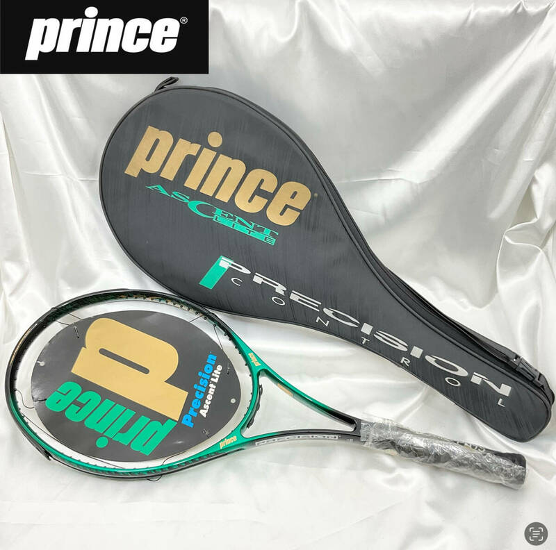 【未使用・保管品】PRINCE プリンス 硬式テニスラケット ケース付 precision ascent lite 610PL G2 ブラック×グリーンP key(C1178)