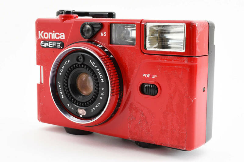 ★☆Konica　C35 EF3　フィルムカメラ　HEXANON　35mm　F2.8　レッド #4023☆★