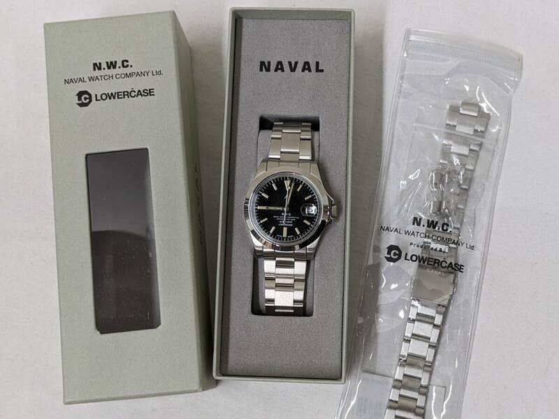 NAVAL WATCH/ナバルウォッチ/FRXA001 Produced By LOWERCASE/3連メタルバンド/リストウォッチ/腕時計/新品/5気圧防水構造/自動巻