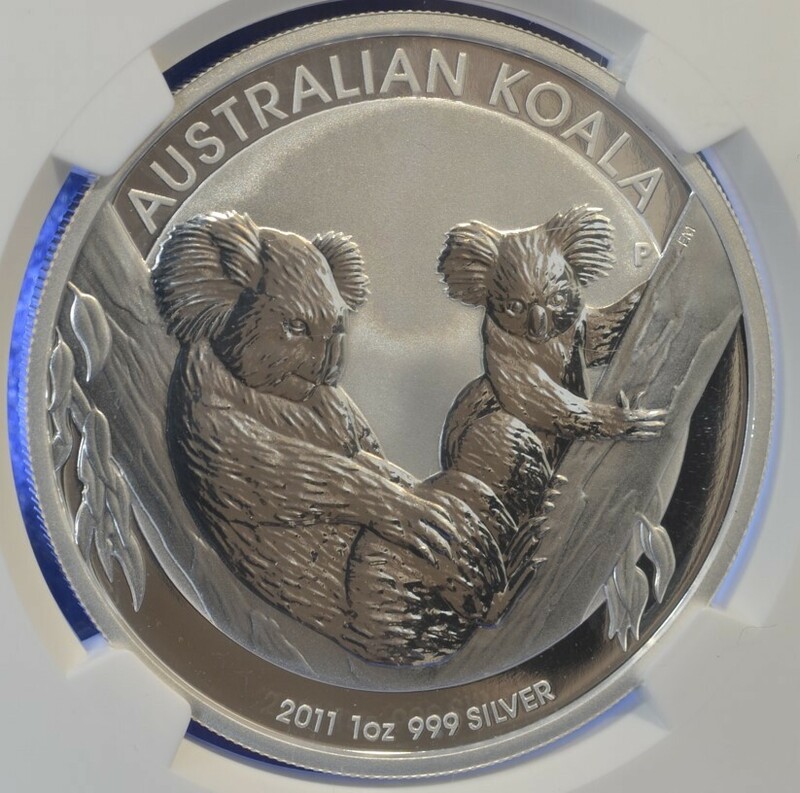◆毎年変わるコアラデザイン◆ 2011 MS69 1オンス 999銀貨 オーストラリア 1ドル エリザベス アンティーク コイン モダン シルバー資産投資