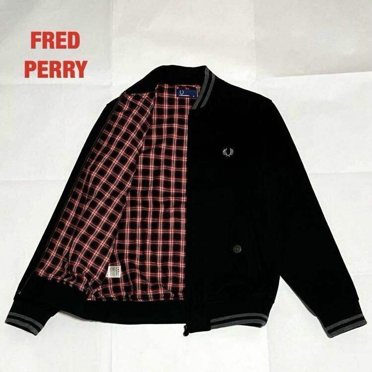 【人気】FRED PERRY　フレッドペリー　ボンバージャケット　刺繍　月桂樹ロゴ　タータンチェック柄　ユニセックス　ロゴファスナー　J2349