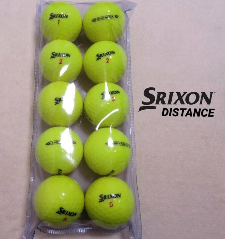 美品 SRIXON DISTANCE スリクソン ディスタンス ゴルフボール ロストボール イエロー 10球 10個セット