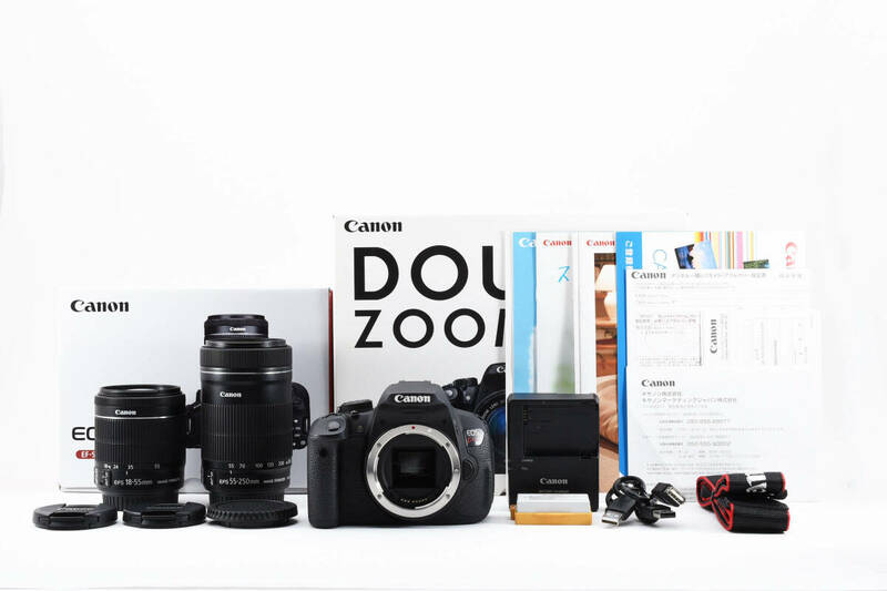 ★実用品★キャノン Canon EOS Kiss X7i ダブルズームキット EF-S 55-250 18-55 IS STM★ T330#2419
