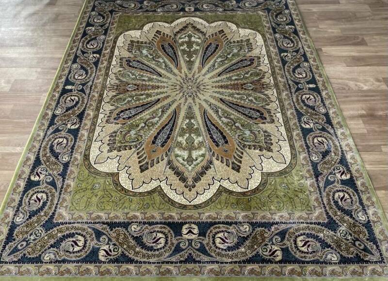 百貨店展示品　大判　シルク100％ 100万ノット　イラン産　最高峰　手織り 高級ペルシャ絨毯 151×222cm