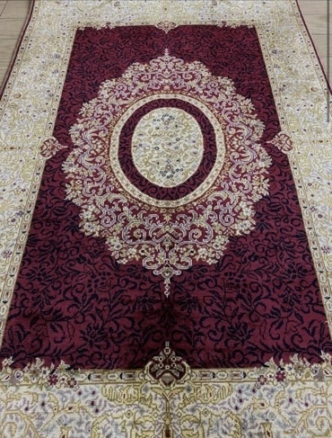百貨店展示品　大判　シルク100％ 100万ノット　イラン産　最高峰　手織り 高級ペルシャ絨毯 61×91cm