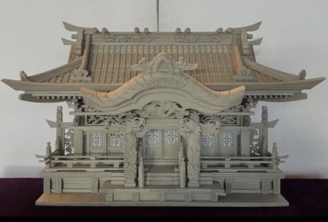 井波彫刻　大型　総神代桧材 金具なし無双作 最高級品 入母屋造三社
