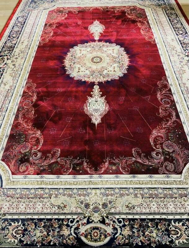 百貨店展示品 大判　最高峰約144万ノット　シルク30％ウール70%　イラン産手織り 高級ペルシャ絨毯 201×305cm　#21