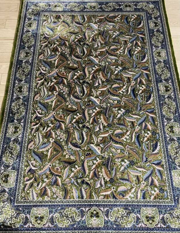 百貨店展示品　シルク100％ 最高峰225万ノット　イラン産　手織り 高級ペルシャ絨毯 101×152cm　#10