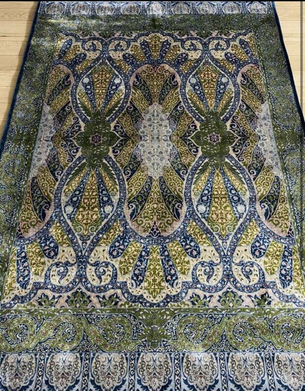 百貨店展示品　シルク100％ 最高峰225万ノット　イラン産　手織り 高級ペルシャ絨毯 101×152cm　#20