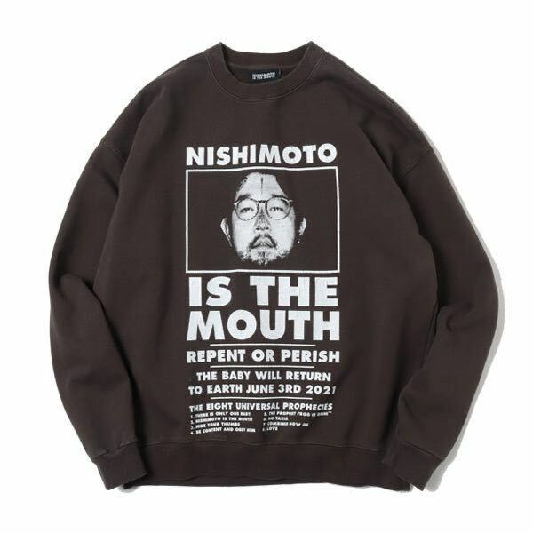 新品 NISHIMOTO IS THE MOUTH ビンテージ加工スウェット BROWN XL