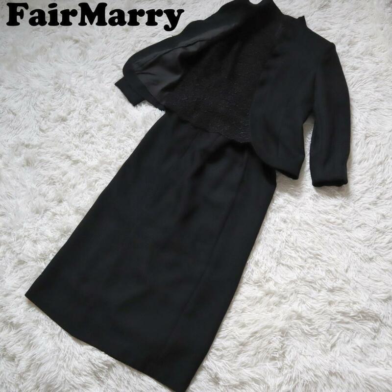 FairMarry/フェアマリー スカートスーツ ノーカラーセットアップ スリーピース レース刺繍 3点