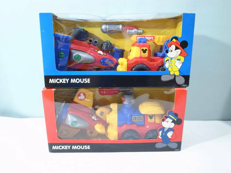 ◆未開封 Disney store フォーミュラカー＆ファイヤートラックセット/エアープレイン＆ロコモーティブ ミッキーマウス